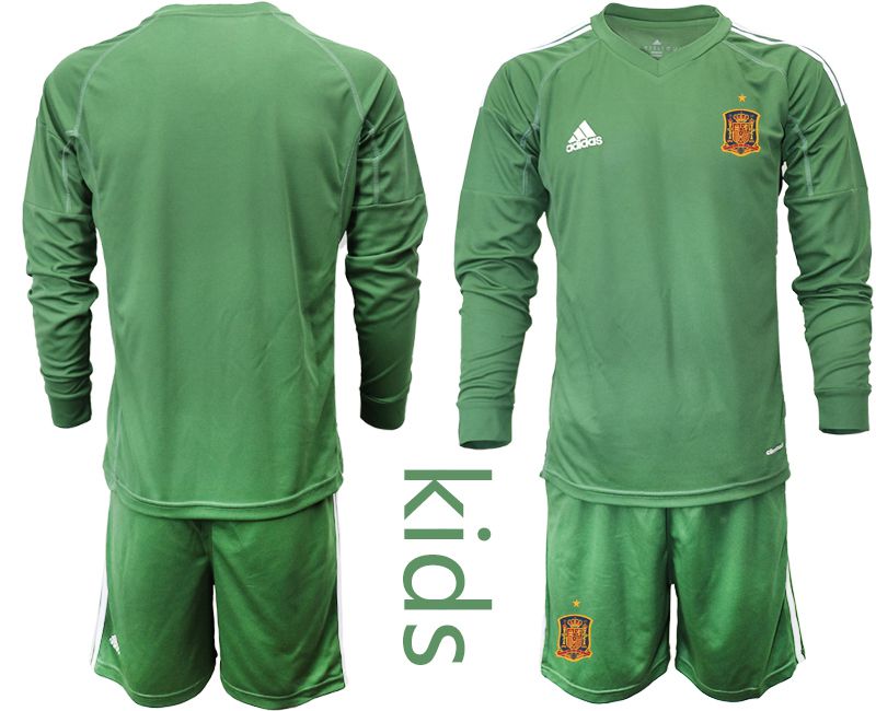 Youth 2021 World Cup National Spain army green long sleeve goalkeeper Soccer Jerseys->spain jersey->Soccer Country Jersey